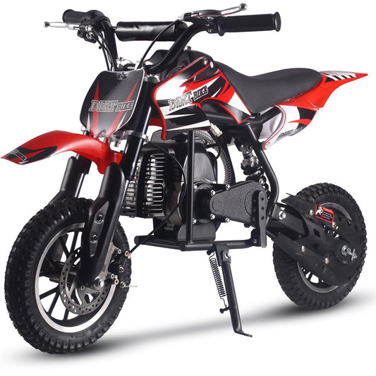 50cc 2-Stroke Kids Gas Dirt Bike – Beginner Friendly, Up to 25 MPH – Red