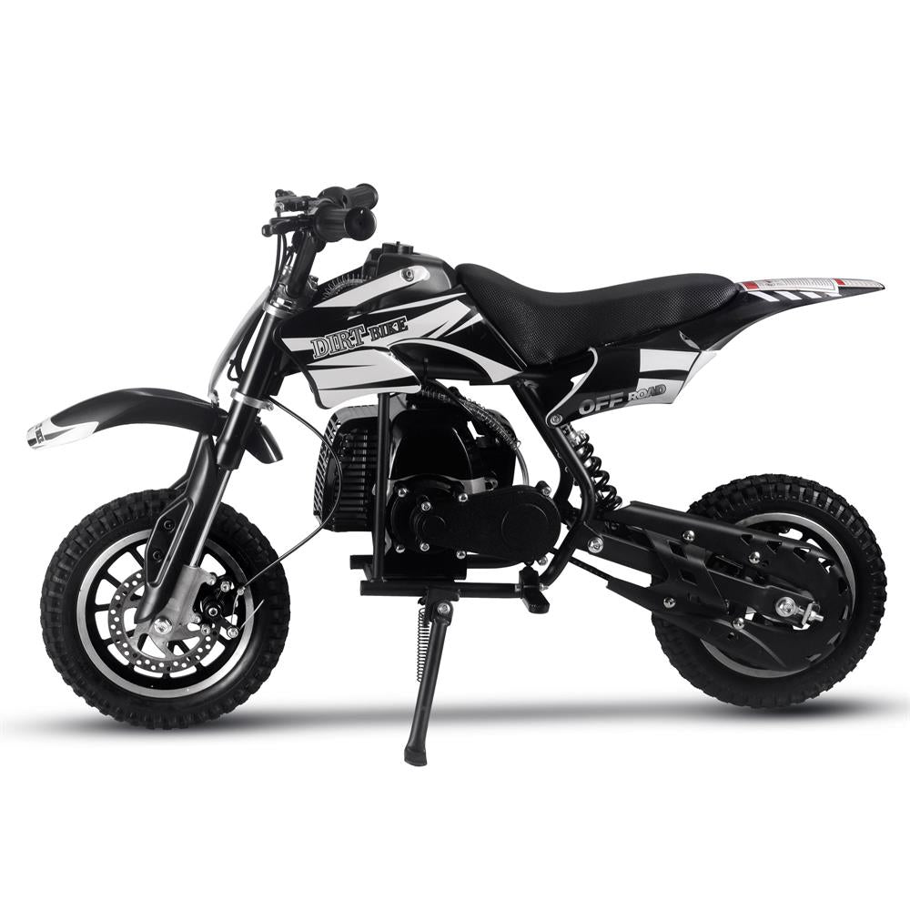 50cc 2-Stroke Kids Gas Dirt Bike – Beginner Friendly, Up to 25 MPH – Black