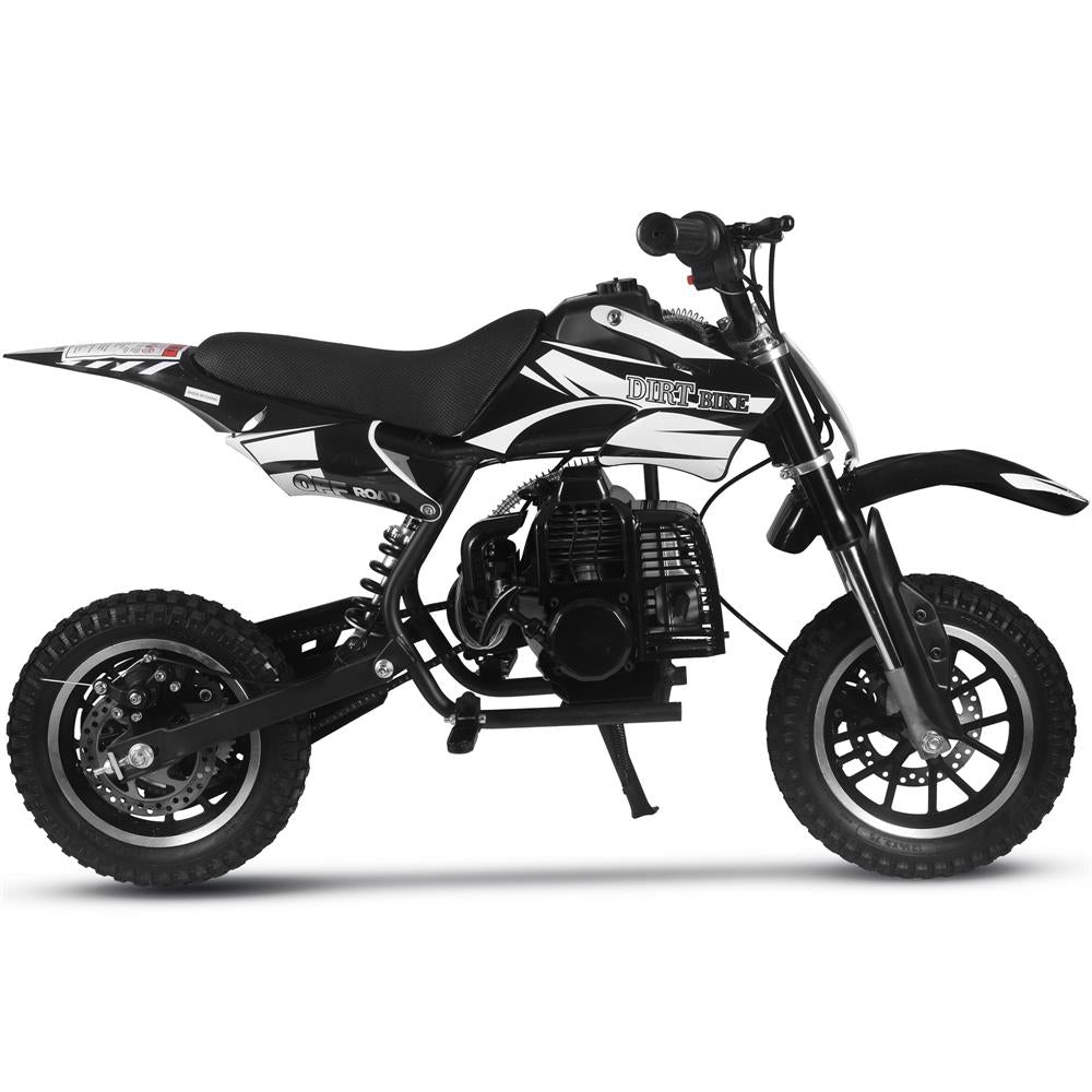 50cc 2-Stroke Kids Gas Dirt Bike – Beginner Friendly, Up to 25 MPH – Black