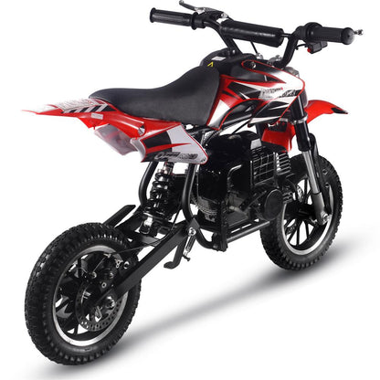 50cc 2-Stroke Kids Gas Dirt Bike – Beginner Friendly, Up to 25 MPH – Red