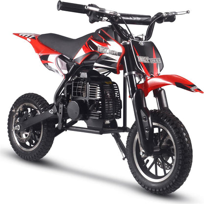 50cc 2-Stroke Kids Gas Dirt Bike – Beginner Friendly, Up to 25 MPH – Red