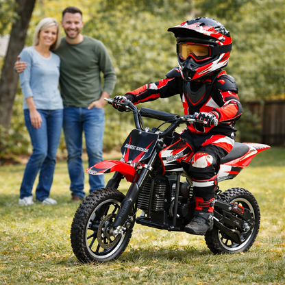50cc 2-Stroke Kids Gas Dirt Bike – Beginner Friendly, Up to 25 MPH – Red